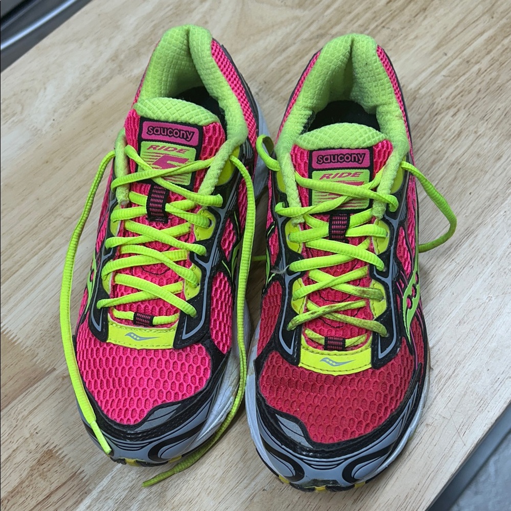 Saucony Women's Athletic Shoes - Pink and Neon Yellow